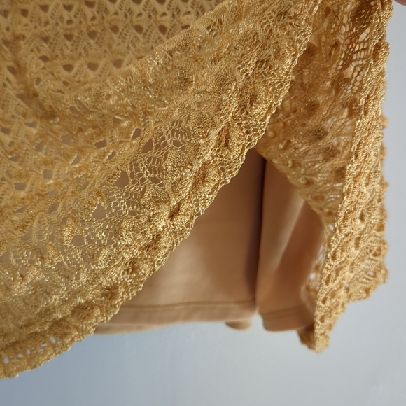 Roz&Ali Tank Blouse Women's 3X Gold Lace Overlay Formal Wedding Business Elegant - Picture 2 of 7